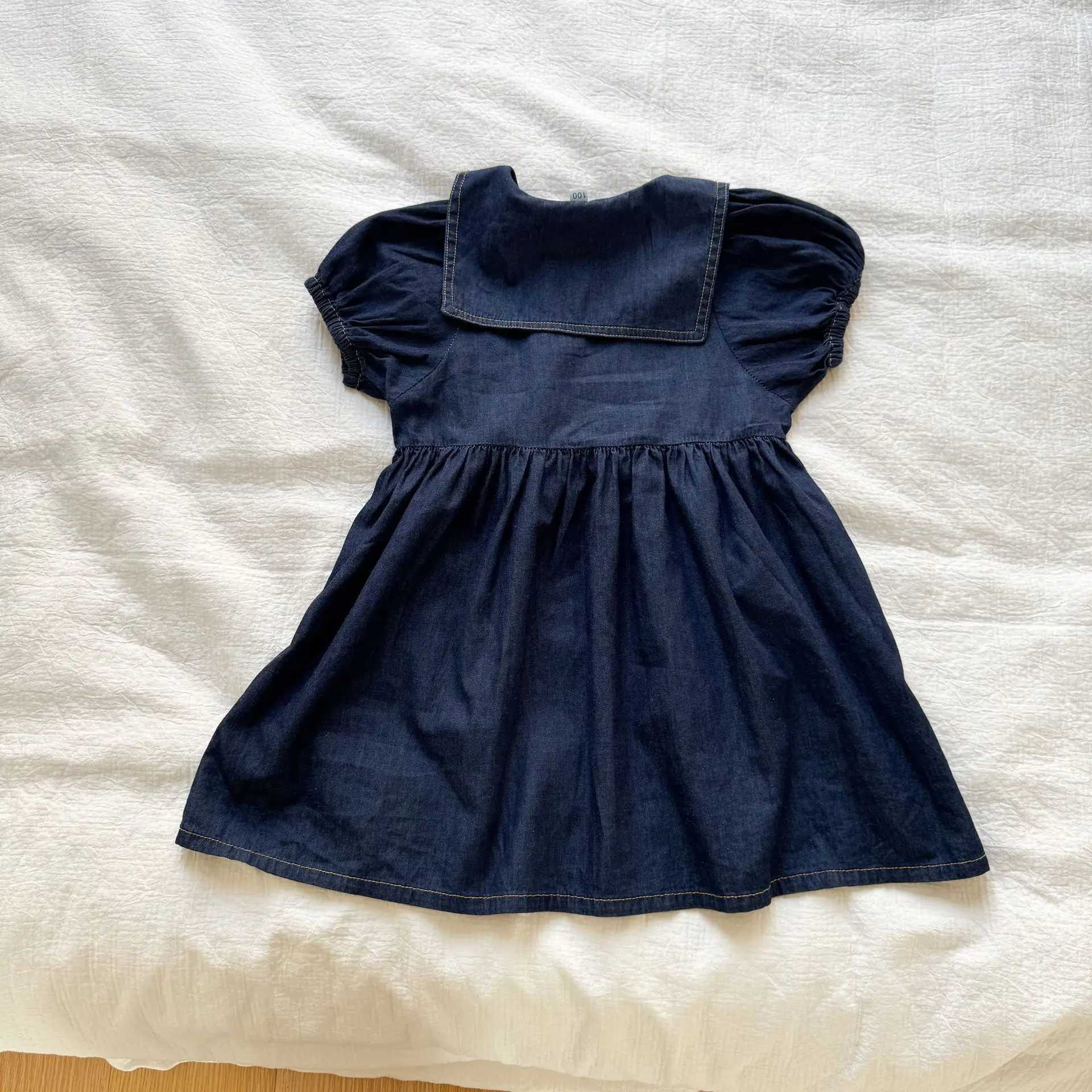 5934 Brothers and sisters Clothing Childrens Denim Summer Set 2025 New Short Sleeve Boys Denim Set or Girls Dress S2548