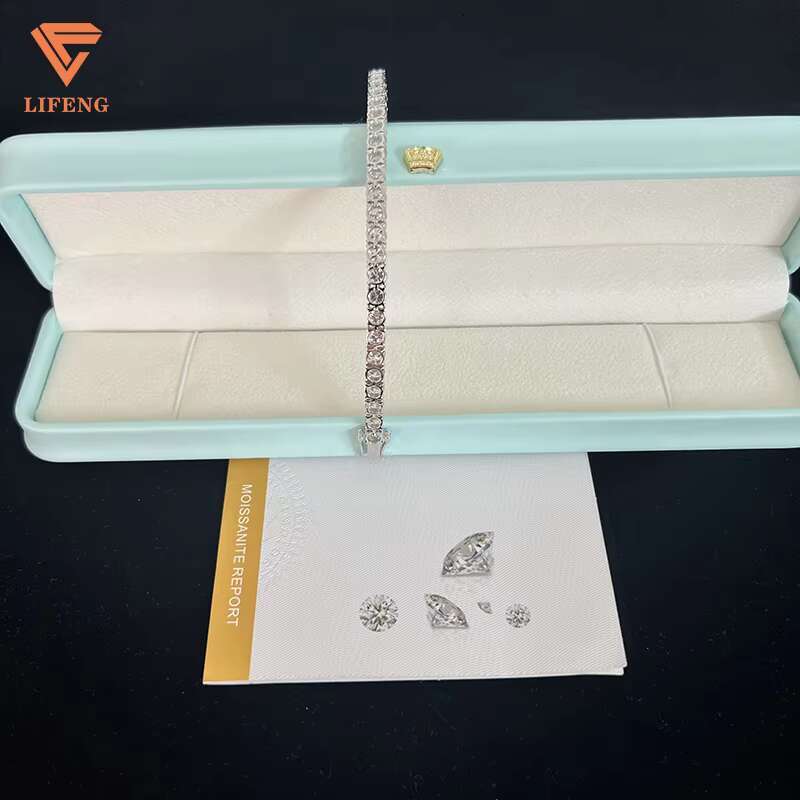 Fashion Jewelry Bracelets White Gold Plating 925 Sterling Silver Moissanite Tennis Bracelet Hip-hop Trend Party Bracelet for Men