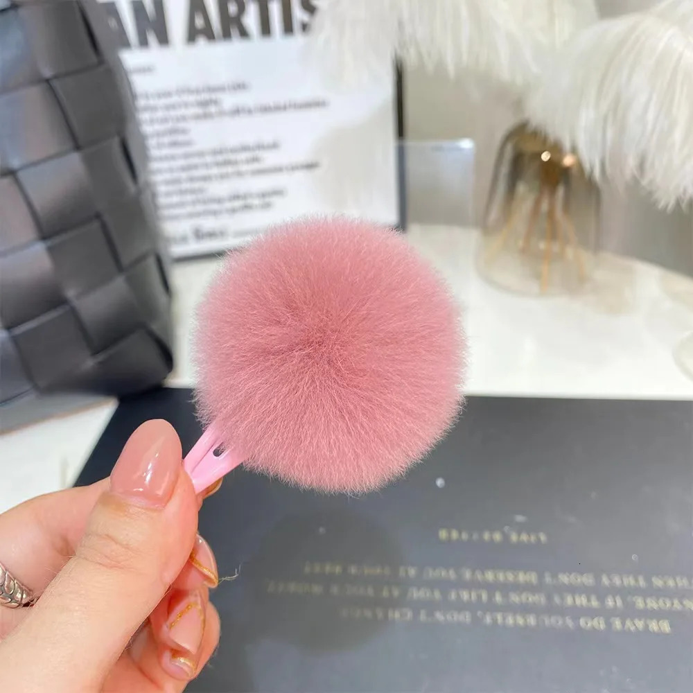 A real otter rabbit hair clip a pack of 5 colorful serve BB womens hair clip with cute head fluffy side hair clip 250409