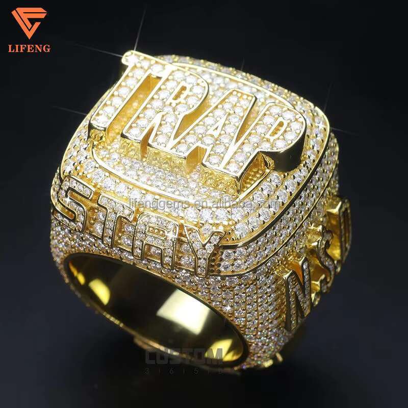 Luxury Custom Ring Baguette Cut Hip Hop Solid 925 Silver Moissanite RIng Iced Out Cross Ring Fine Jewelry