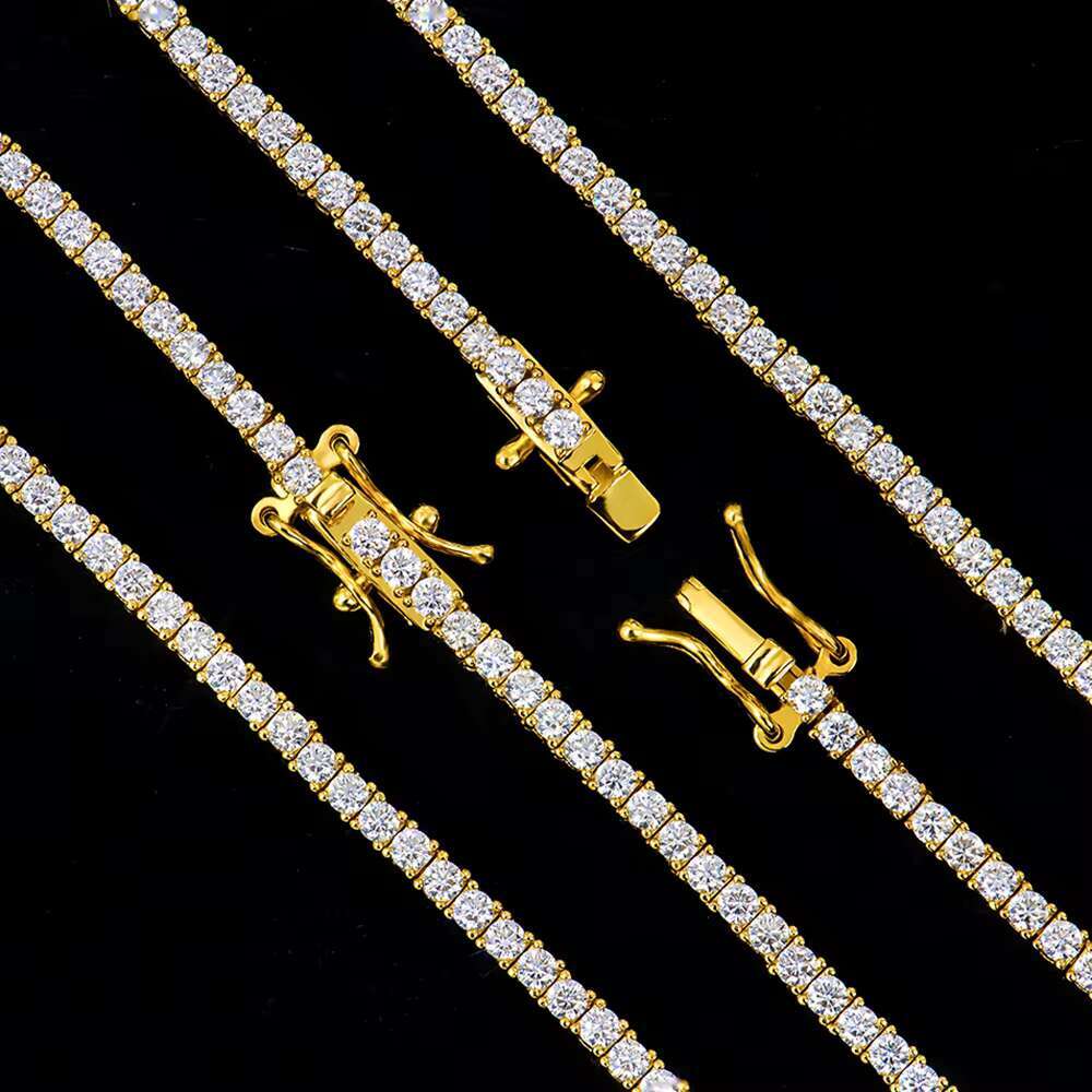 Xingyue Fine Jewelry Men Women Hip Hop 2mm Gold Plated Sterling Silver 925 Mossanite Moissanite Diamond Chain Necklace