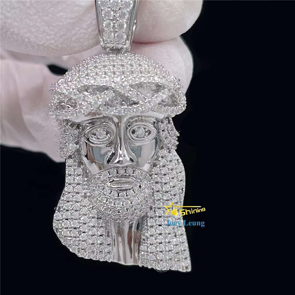 925 Sterling Silver VVS Diamond Mossinate Luxury Iced Out Jewelry Jesus Custom 3D Pendant