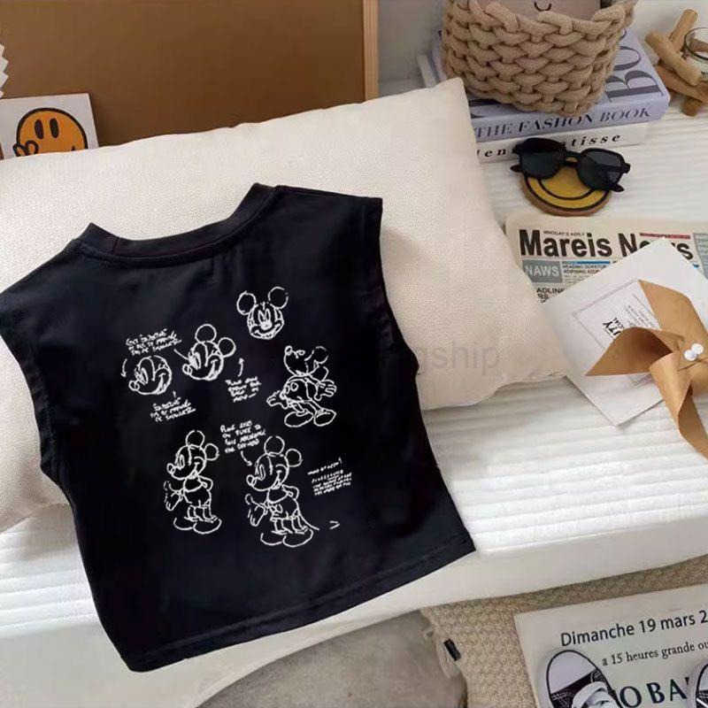 Disney Childrens set round neck childrens clothing camisole summer clothes boys top casual summer sleeveless boys cartoon anime vestXJ250409