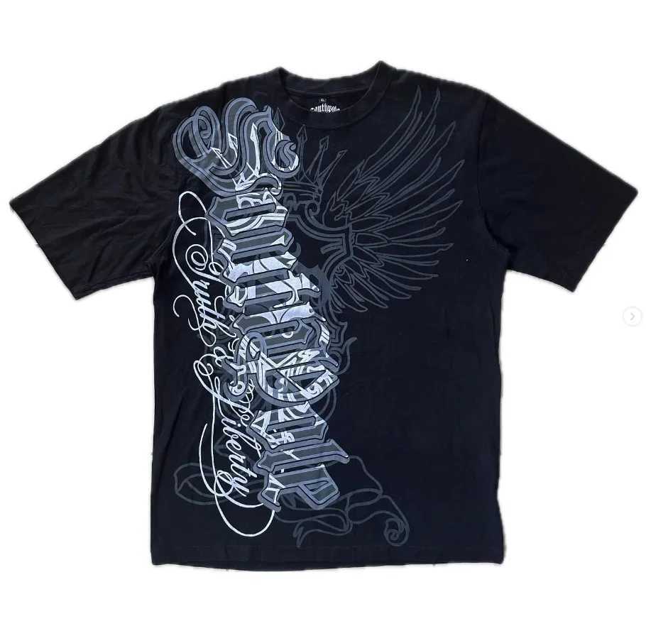 Y2K retro letter printed T-shirt new pure cotton oversized T-shirt mens street hip-hop gothic Harajuku punk loose short sleeved shirtXJ250409