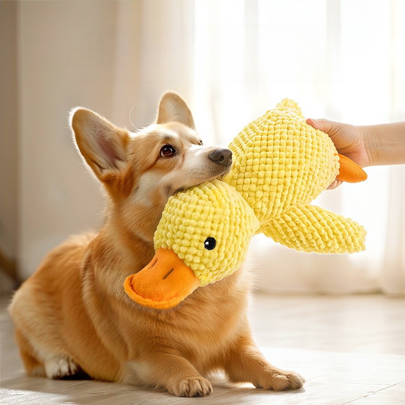 Dog toy plush sleeping duck chewing teeth sound to relieve boredom small medium-sized dog pet Interactive Toys little yellow duck