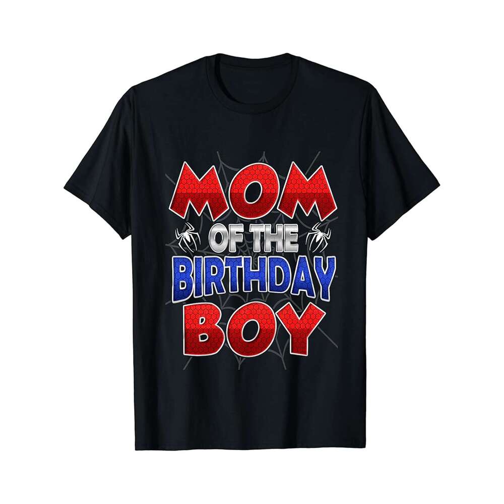 Designer T shirt Mom of the Birthday Boy Family Matching Spider Web Party - 220g T shits