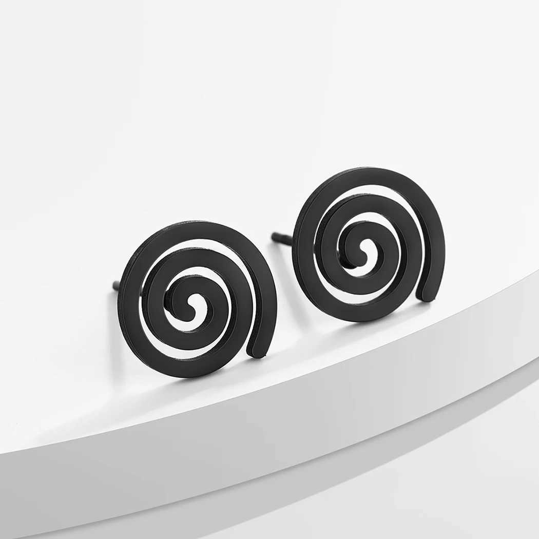 Gold Color Tiny Spiral Stud 316L Stainless Steel Fashion Earrings for Women Small Unisex Metal Celtic Spiral Jewelry Black Punk Z250408