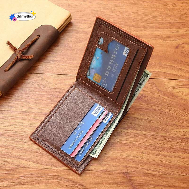 Men's Short pu Leather Purses Top Quality Vintage Credit Card Holder Male Purse Simple High-Quality Wallet For Men ddmythur