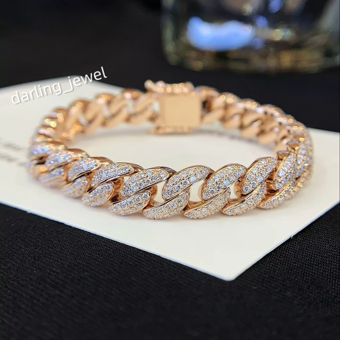 Hip Hop Custom Iced Out Lab Moissanite 14K 18K Real Gold Men Cuban Link Chain 8mm 16cm Link Chain