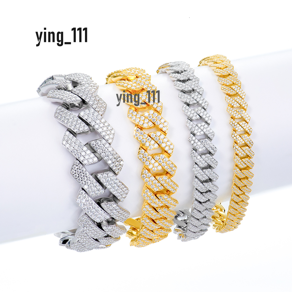 Miami Cuban Chain Iced Out Moissanite Bracelet 8mm 10mm 12mm Arc Style Ready to Ship 925 Silver for Men /Womens Charm