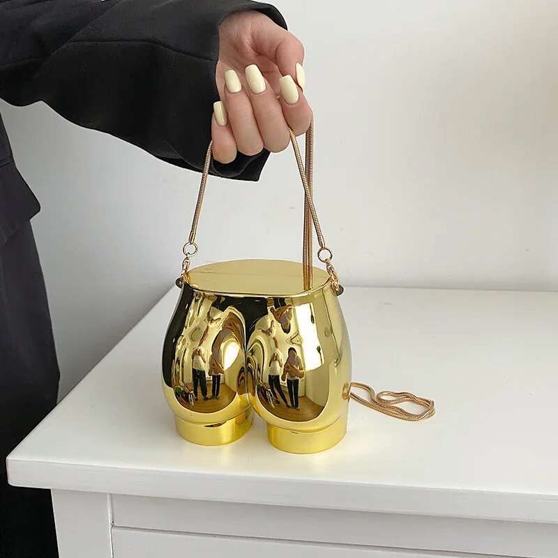 Niche Design Evening Clutch Purse For Women Golden Sier Acrylic Dinner Party Funny Bags Designer Chain Cross Body Pouch
