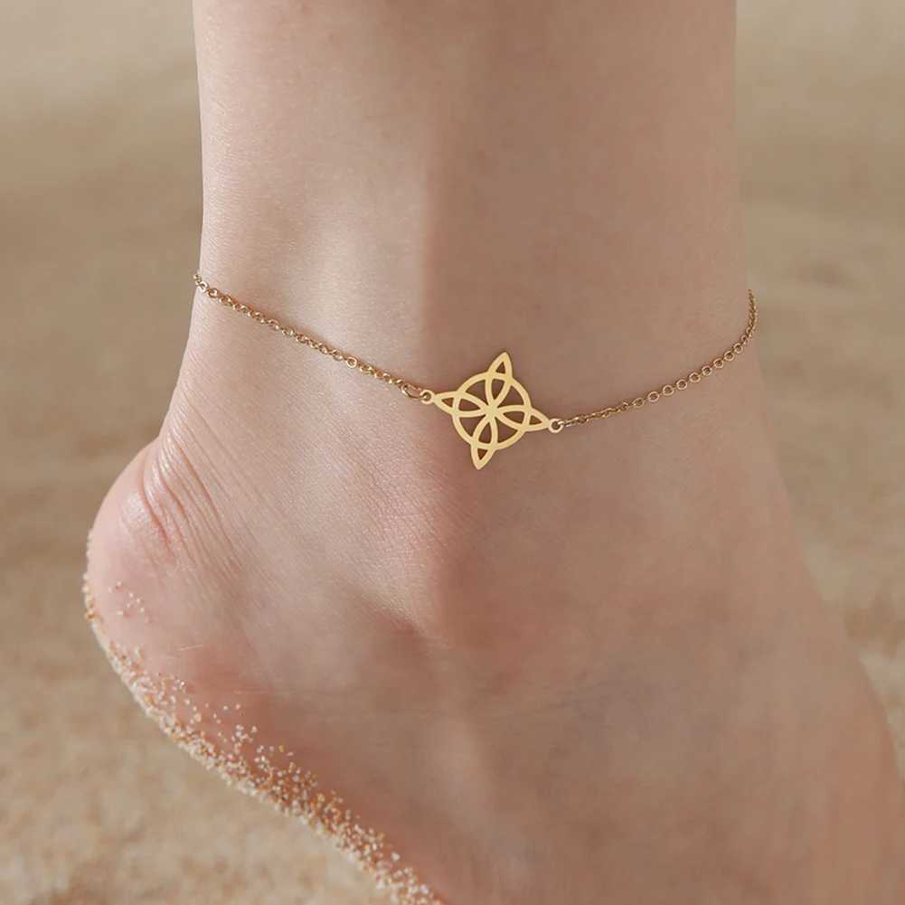 Lucktune Witchcraft Witch Knot Pendant Anklets for Women Stainless Steel Silver Color Anklet Summer Accessories Beach Jewelry Z250408
