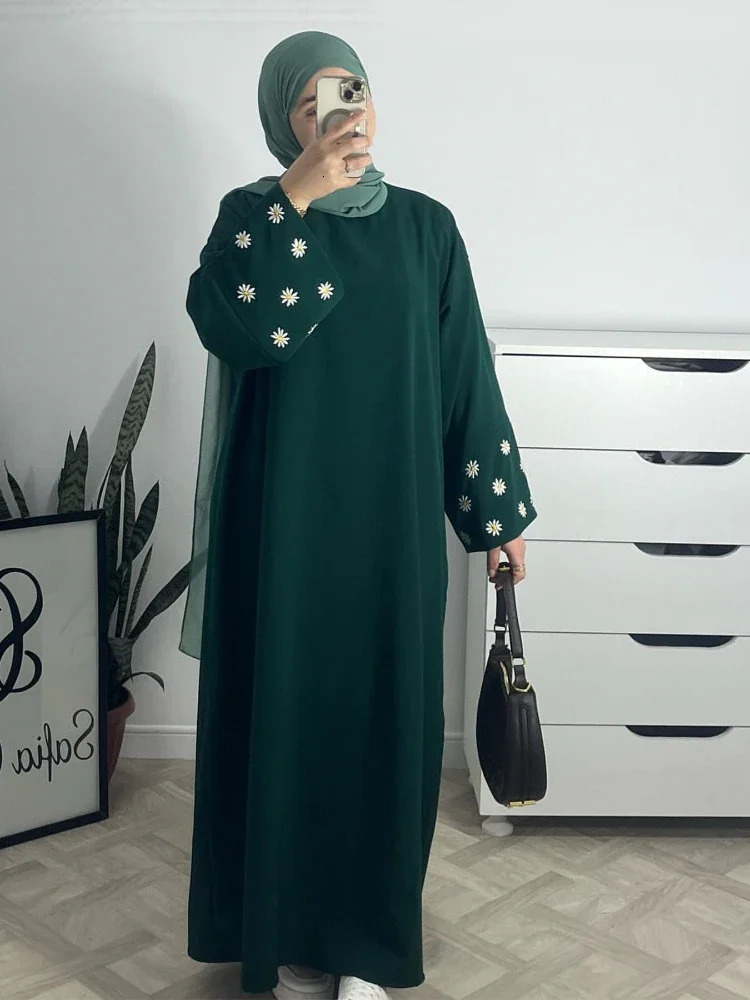 Eid al Fitr Muslim Dubai Womens Clothing Abaya Jalabiya Flower y Ramadan Morocco Robe Abayas Kaftan Islam Vestidos 250409