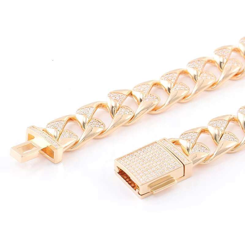White gold electroplated sier VVS12 millimeter ice sand stone Cuban chain necklace