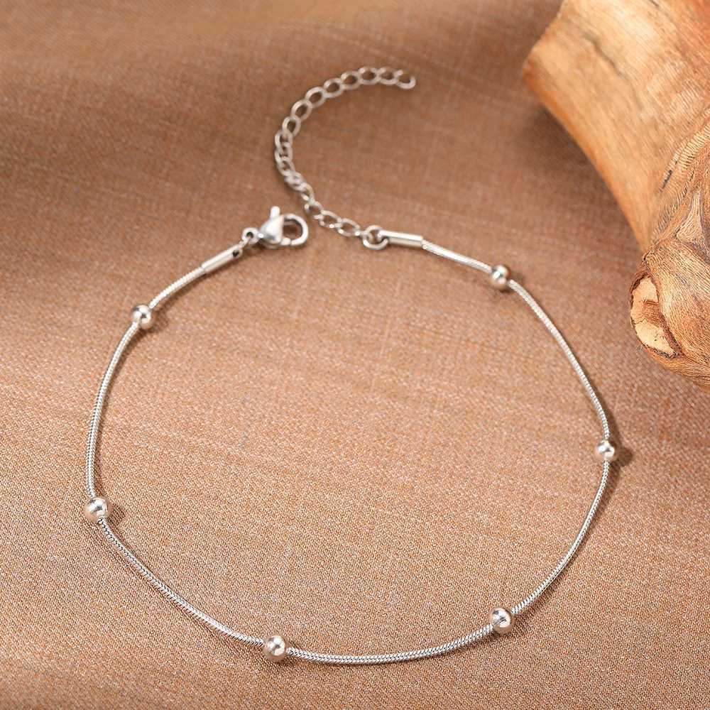 Stainless Steel Anklet Simple Snake Bead Chain Hip Hop Punk Anklet Fashion Light Luxury Womens Jewelry Accessories Banquet Gift Z250408