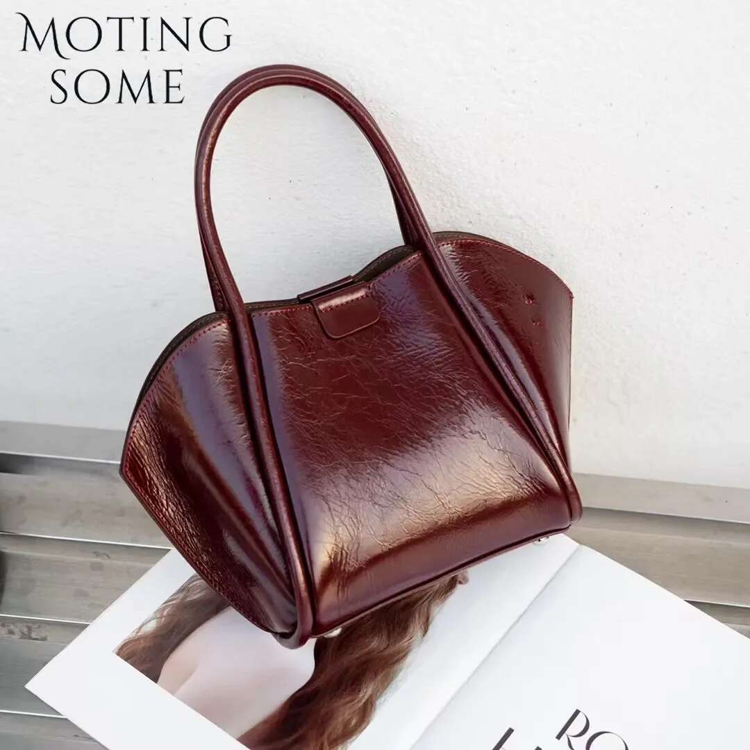 ,Motingsome Woman Retro Shoulder Messenger Bags Natural Genuine Leather Tote Vintage Daily Purses 2025