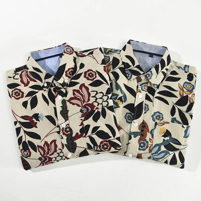 Mens street fashion summer daily shirt Hawaiian cartoon print casual loose shirt short sleeved beach loose top 250408
