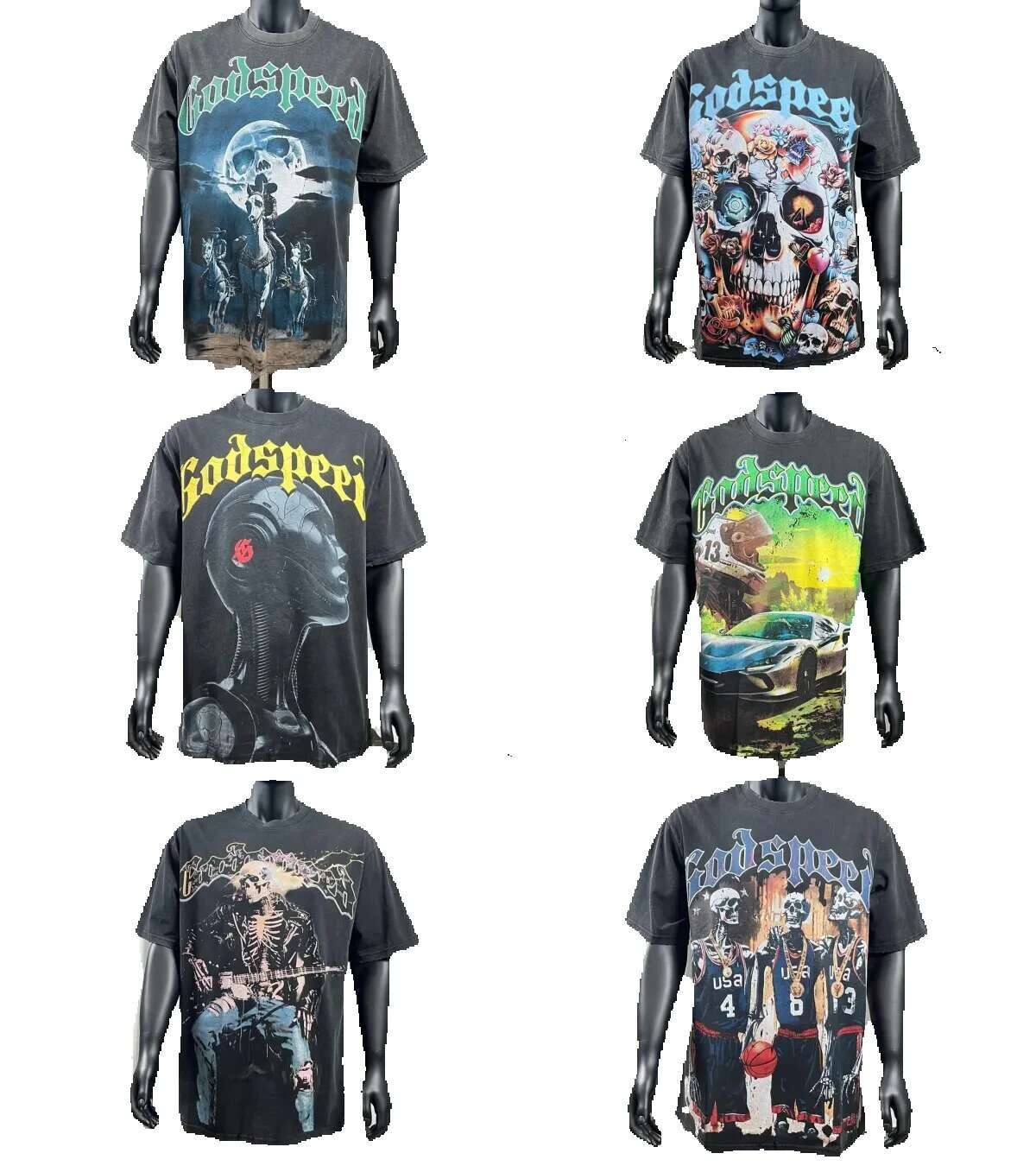 Godspeed Summer new fashion Mens Designer T Shirt quality Skull style print short-sleeved men short T-shirt Men Hip Hop Rock