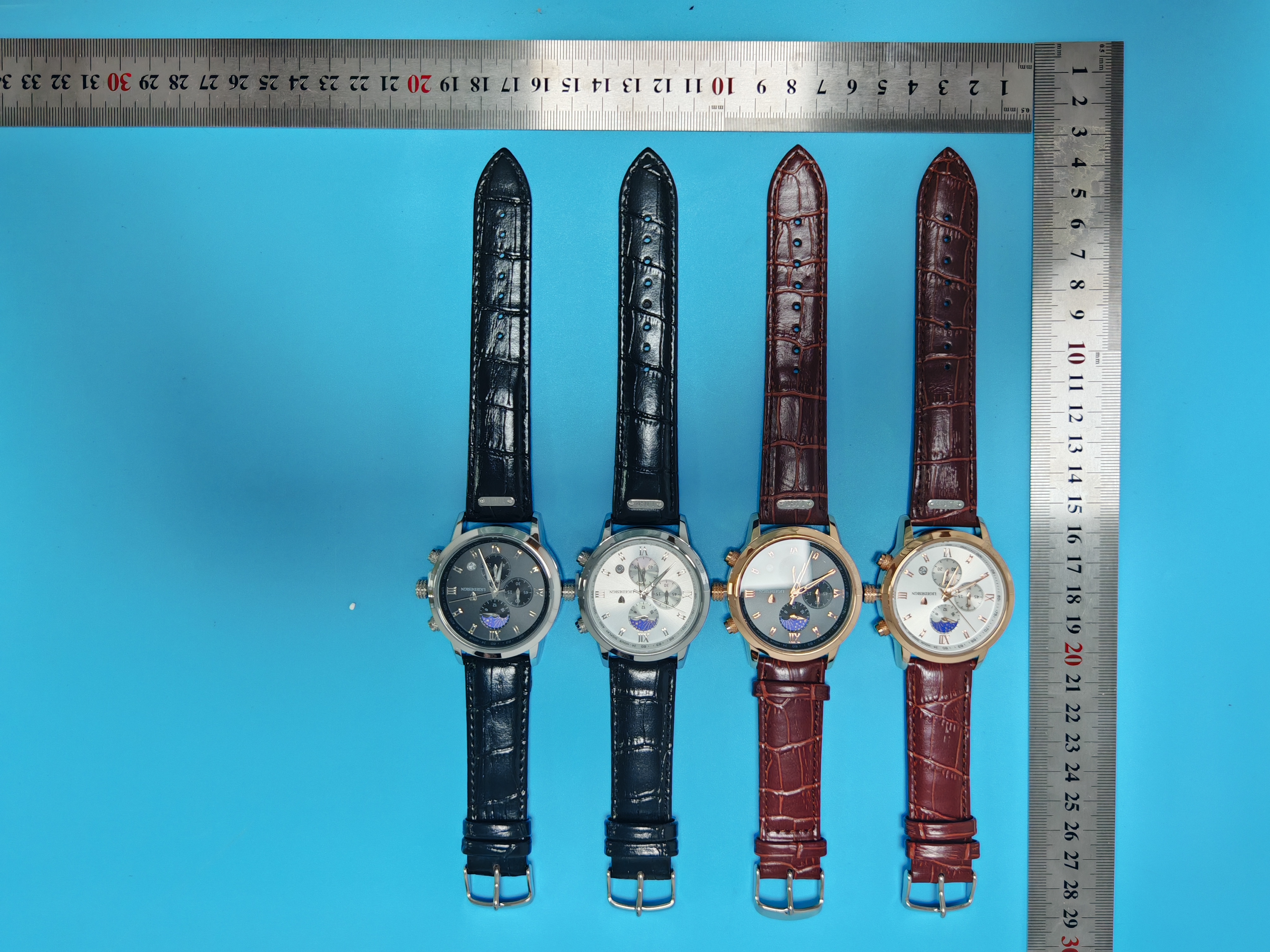 LIGE Men's Quartz Watch 24-hour Moon Phase Calendar Multi-Function Six-pin Watch Classic Business Watch Leather Watch Life Waterproof Watch Quarz