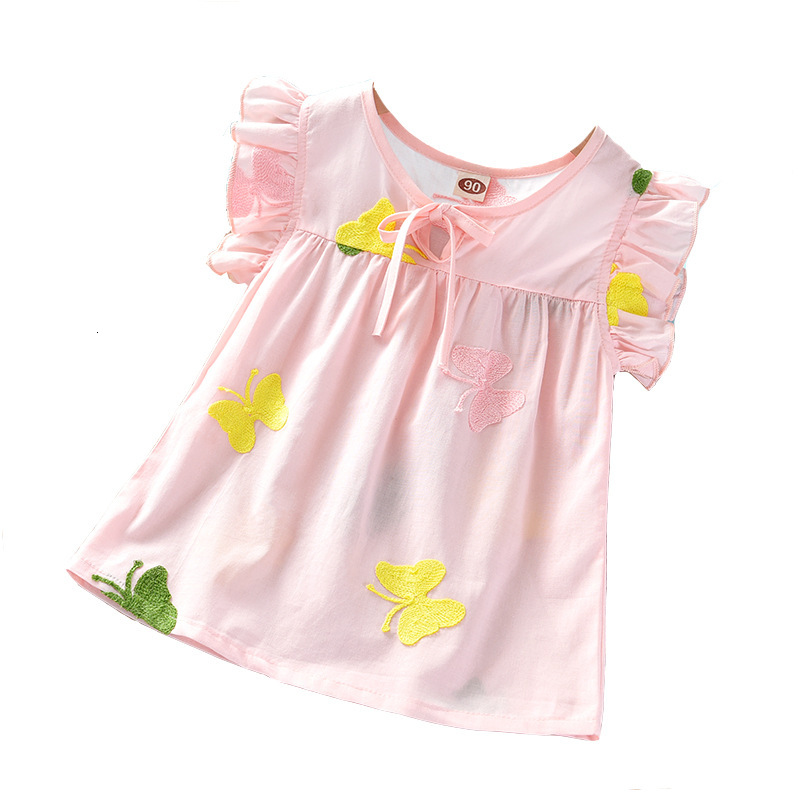 Ddmyshoesvip Girls Summer Clothes T Shirt Made Of Small And Medium Sized Cotton New Korean Style Embroidered Top Cool Doll Shirt
