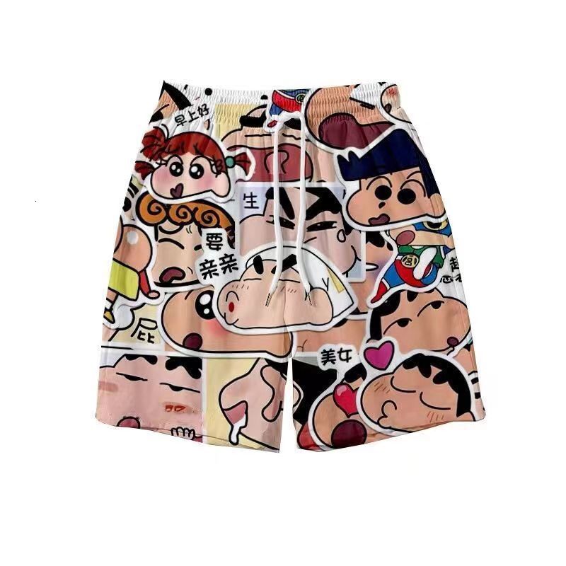 2025 New Designer Men Shorts Summer Cartoon Crayon Shin Chan Shorts Men And Women Loose Home Five Part Sleeper Pants Casual Sports