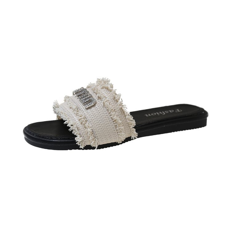 Ladies 2025 summer beach platform sandals look good with a skirt out French flat slippers shoe size 35-40