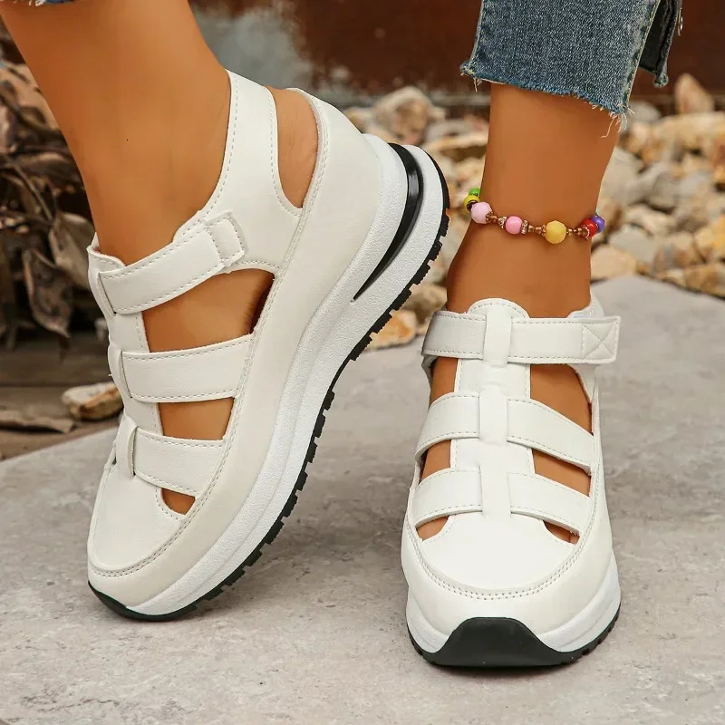 Womens shoes selling closed toe womens Roman casual sandals hollow platform wedge Plus size 250408