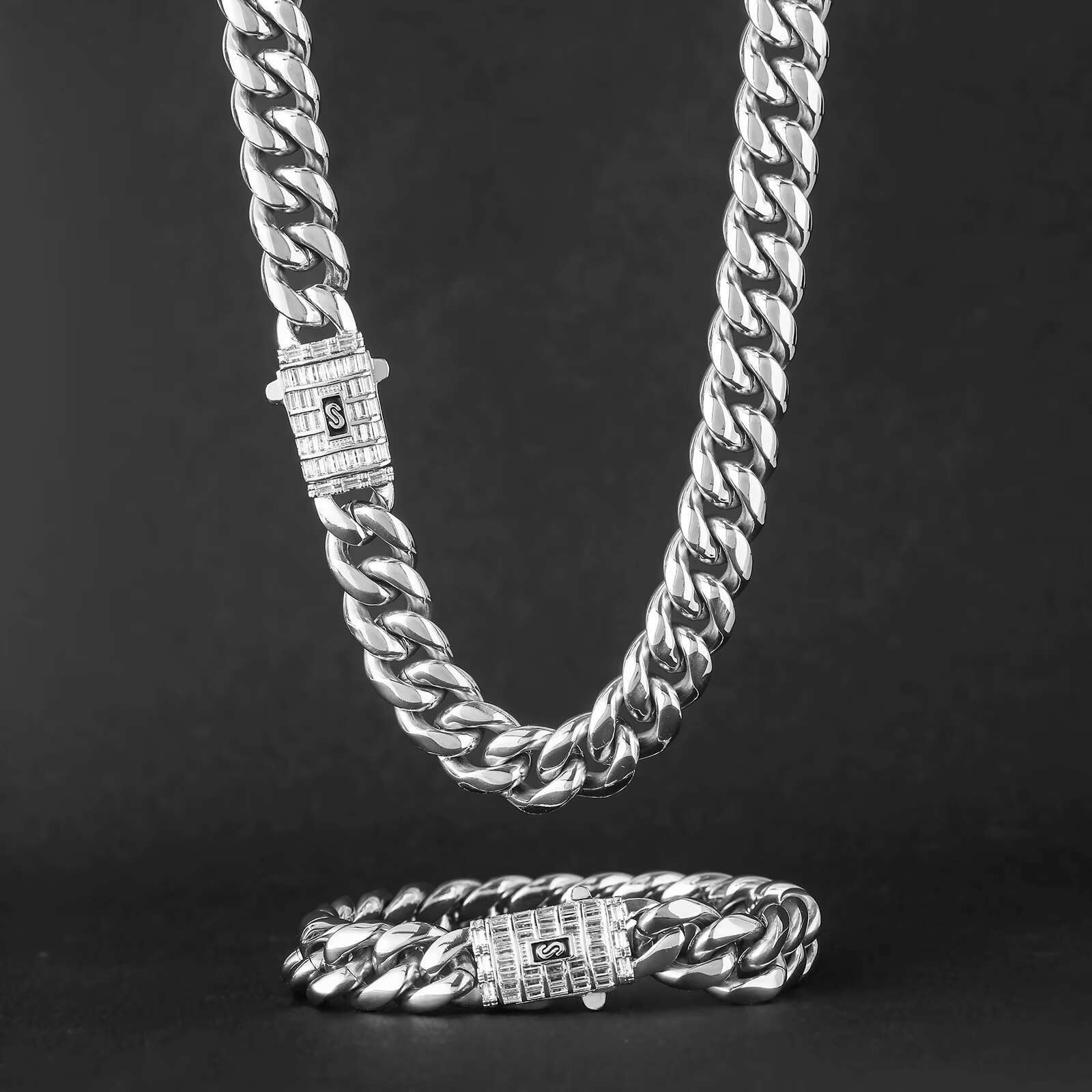 BES 6mm/8mm/10mm/12mm/14mm Miami Cuban Stainless Steel 14K 18K Gold Plated Monaco Cuban Link Chain Necklace Hip Hop Jewelry