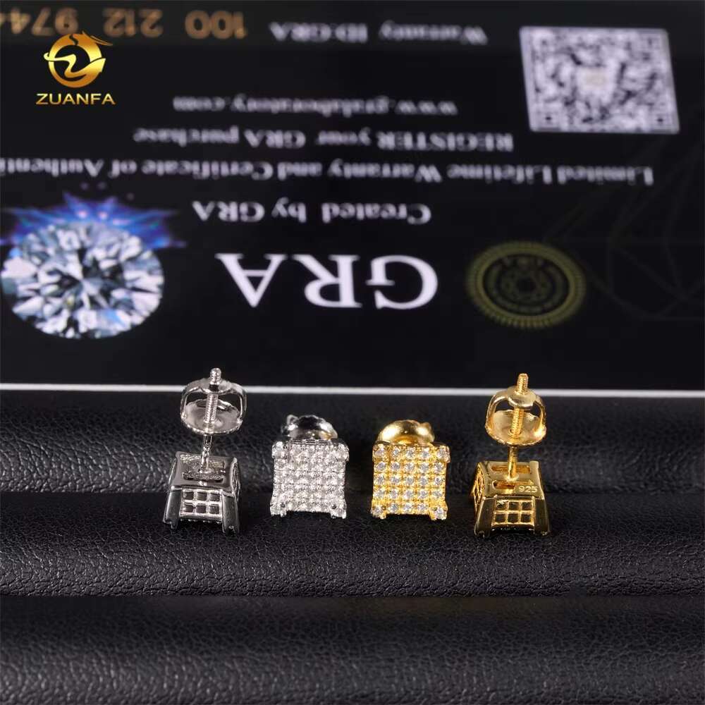 Fine Jewelry High Quality Designer 18k Gold Plated Iced Out 925 Sterling Silver Jewelry Stud Earrings