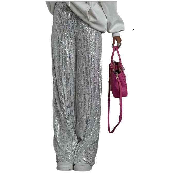Fashion Cross-Border Women's Clothing Sequin Slim Fit Long Bling Beaded Festival Party Straight Pants