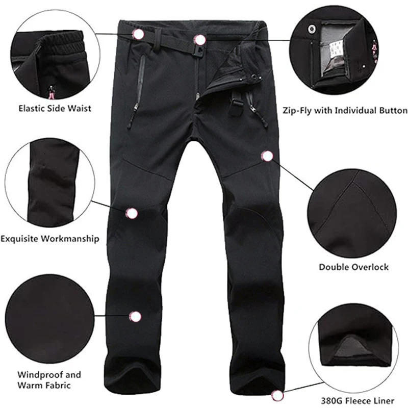 Young Girl Autumn Winter Pants Camping Skiing Hiking Waterproof Windproof Soft Shell Fleece Warm Outdoor Sports Trekking 251107