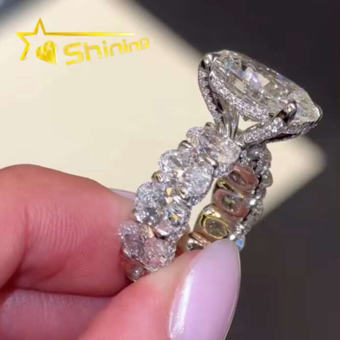 Hot Selling Design Custom Moissanite Jewelry Fashion 14k Gold 925 Silver Wedding Rings Big Oval Cut Diamond Engagement Ring