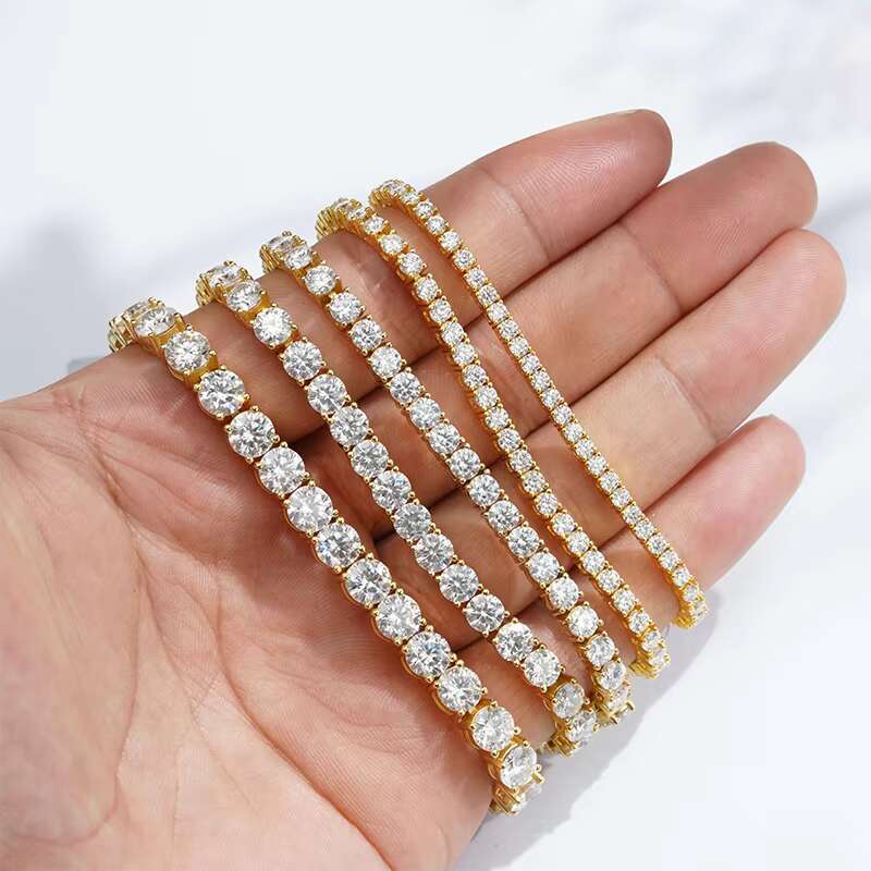 Hiphop Women Bracelet Jewelry 2mm 3mm 4mm 5mm 6mm Round Cut S925 Silver Moissanite Tennis Bracelet