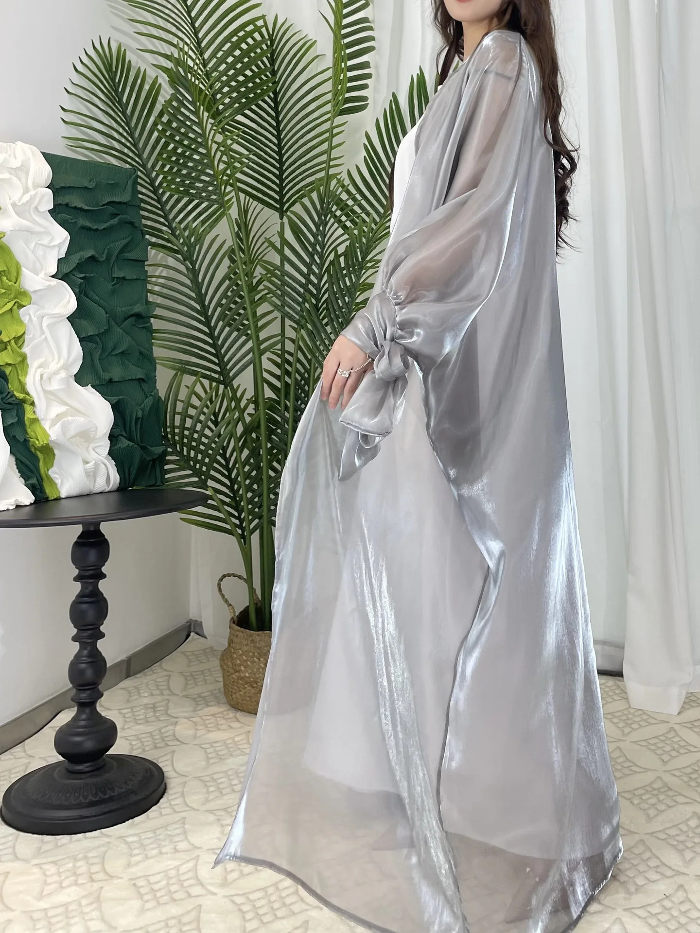 Shining Open Kimono Abaya Dubai y Muslim Dress Women Kaftan Islamic Robe Musulmane Vestidos Eid al Fitr Ramadan 250409