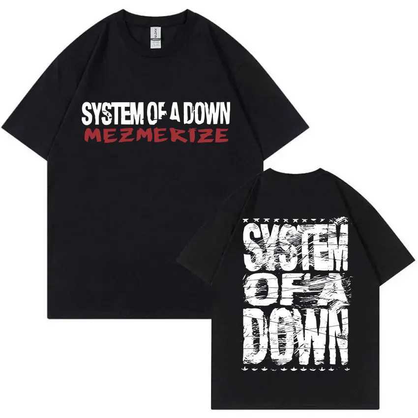 Rock Band System Mezmerize Down T-shirt Mens Retro Alternative Metal Music T-shirt Mens Fashion Oversized T-shirtXJ250409
