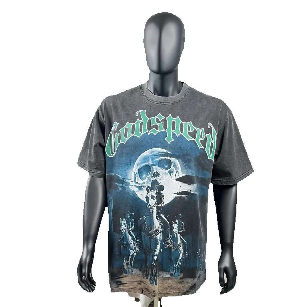 Godspeed Summer new fashion Mens Designer T Shirt quality Skull style print short-sleeved men short T-shirt Men Hip Hop Rock