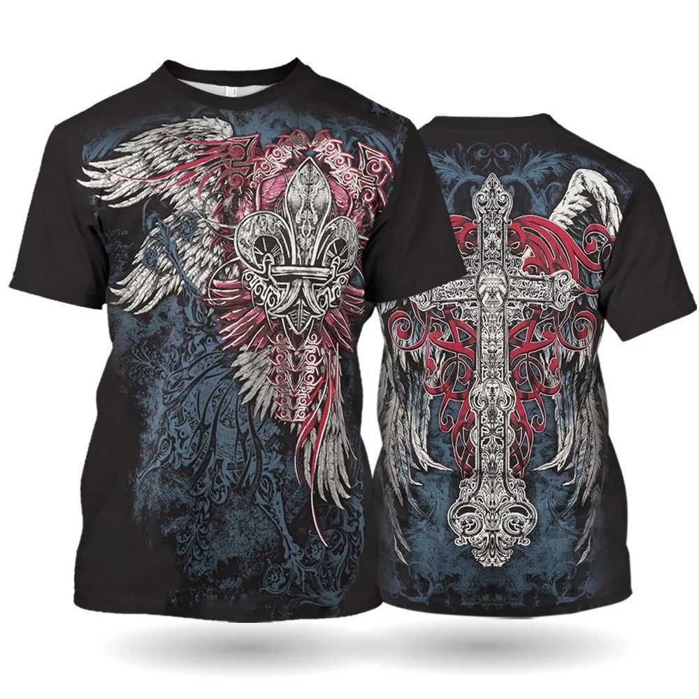Retro T-shirt 3D Eagle Pattern Street Clothing Short Sleeve Harajuku Casual Loose Triple Zipper Y2k Top Oversized ClothingXJ250409