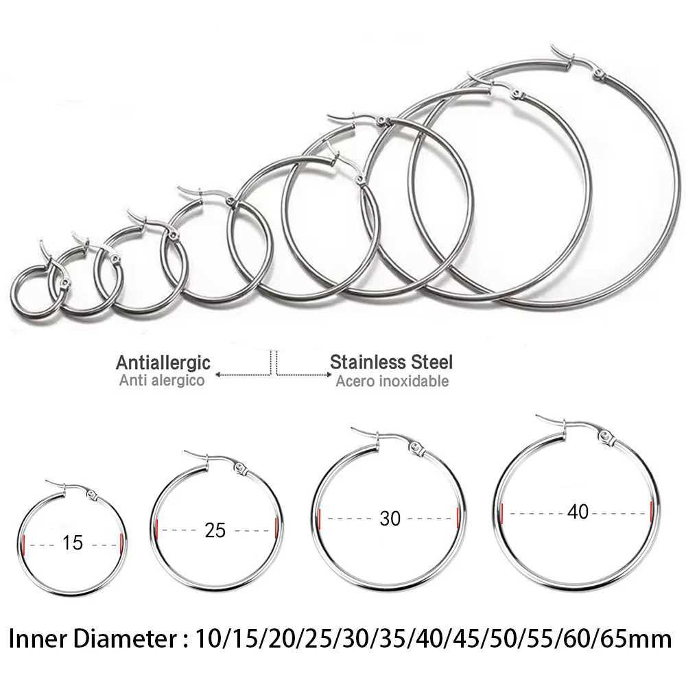LUXUSTEEL Golden Color Stainless Steel Hoop Earrings For Women Men Big/Small Circle Round Ear Jewelry Bijoux Acier Inoxidable Z250408