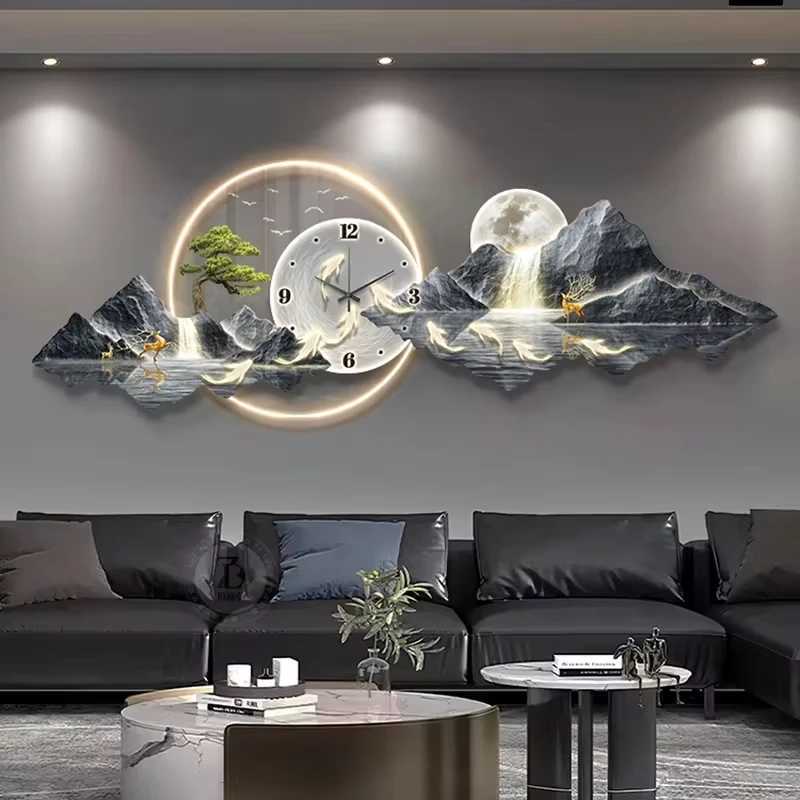 Design a luxurious wall clock living room with LED aesthetics minimalism silent and fashionable wall clock Nordic clock tower mural home decoration X2