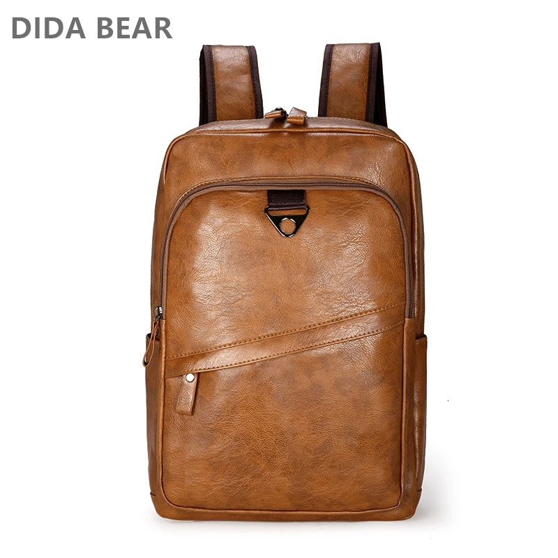 Men Backpack PU Leather Bagpack Large Laptop Backpacks Male Mochilas Casual Schoolbag For Teenagers Boys High Quality Rucksack 250407