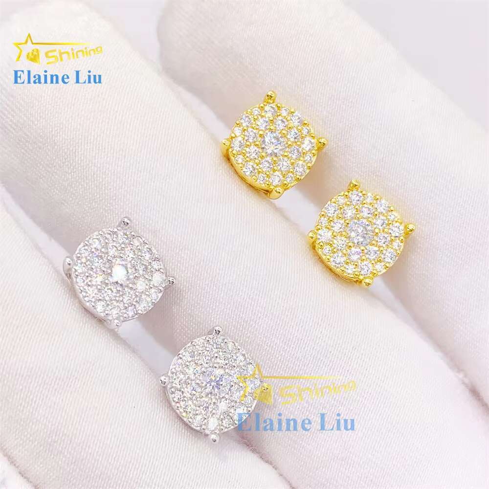 Pass Diamond Tester Hot Selling Custom Sterling Silver Fine Jewelry Diamond Vvs Moissanite Stud Earrings