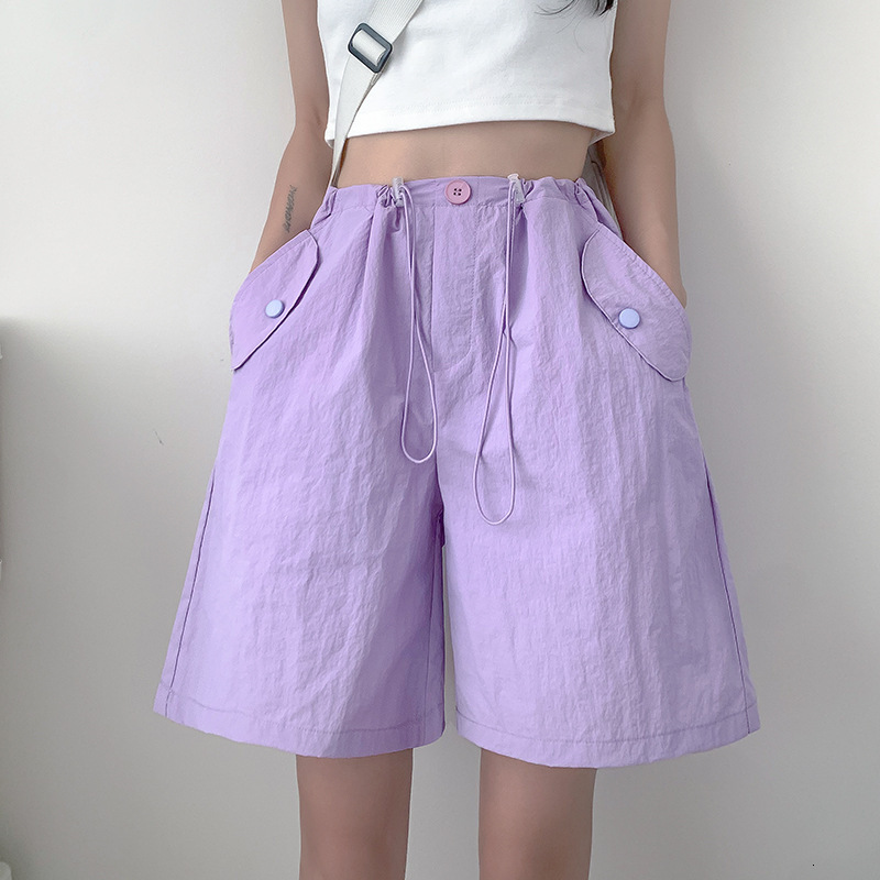 2025S Designer Shorts For Women Grey Workwear Five Quarter Women S Summer Loose New High Waist Wide Leg Casual American Quick Drying Sports Short Pant