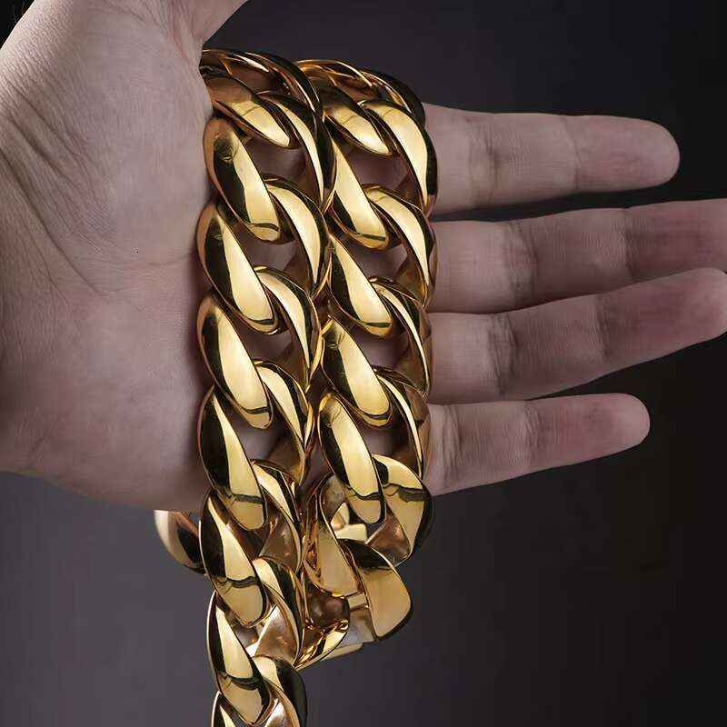 Custom Jewelry Manufacturer Cuban Chain Necklaces Stainless Steel 30MM Width Heavy 18K PVD Gold Miami Hip Hop Party Jewellery