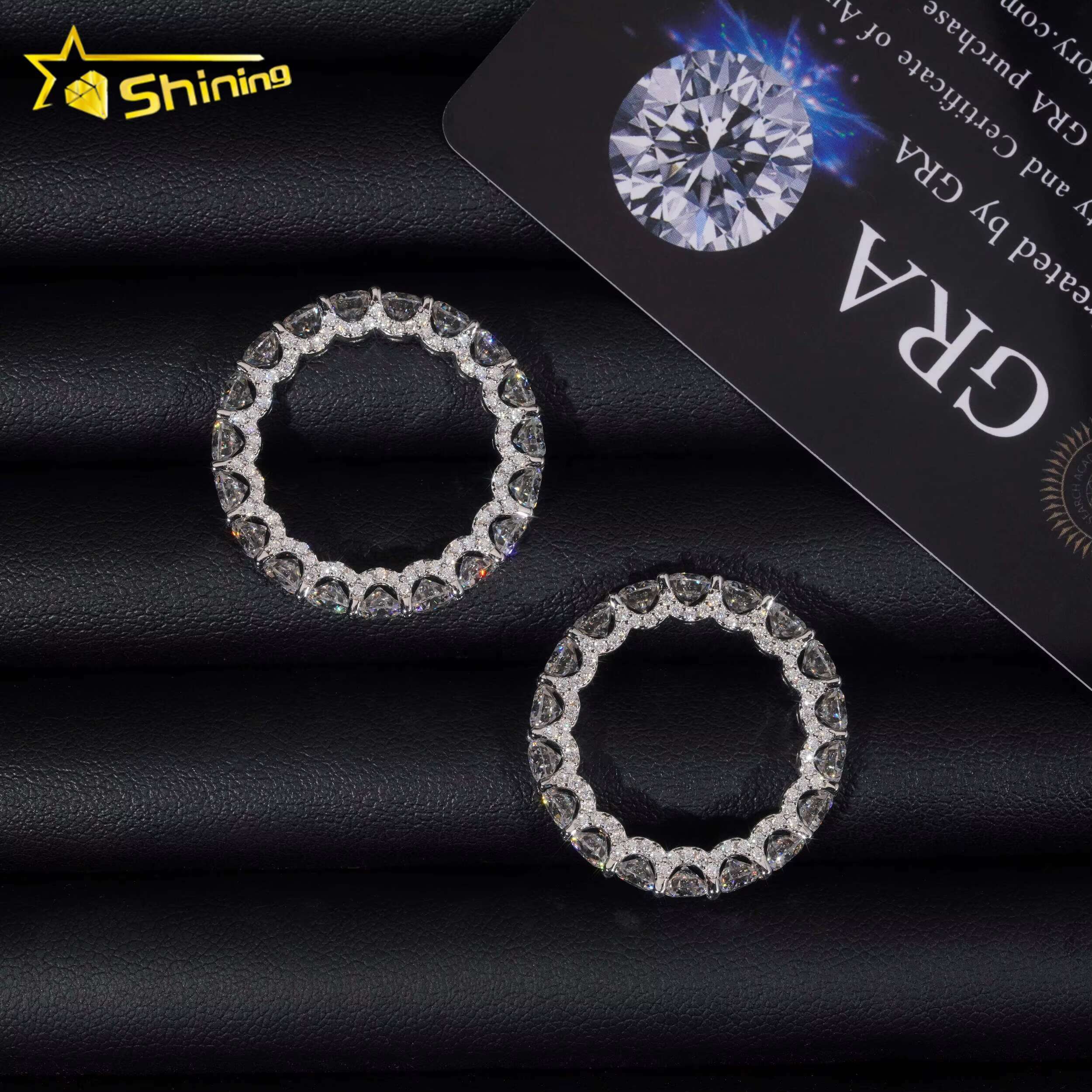 Luxury Style Pass Tester 925 Sterling Silver Rhodium Plated Fine Jewelry Fully Iced Out Diamond Moissanite Eternity Band Ring