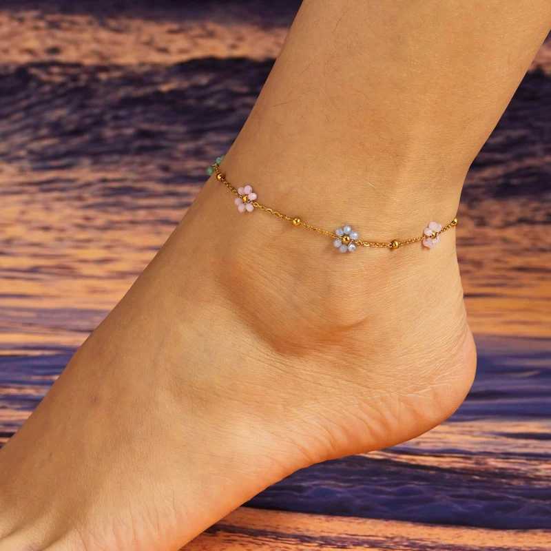 Charm Red Cherry Anklets for Women Vintage Boho Zircon Love Heart Flower Foot Leg Ankle Chain Girls Beach Party Jewelry Gifts Z250408