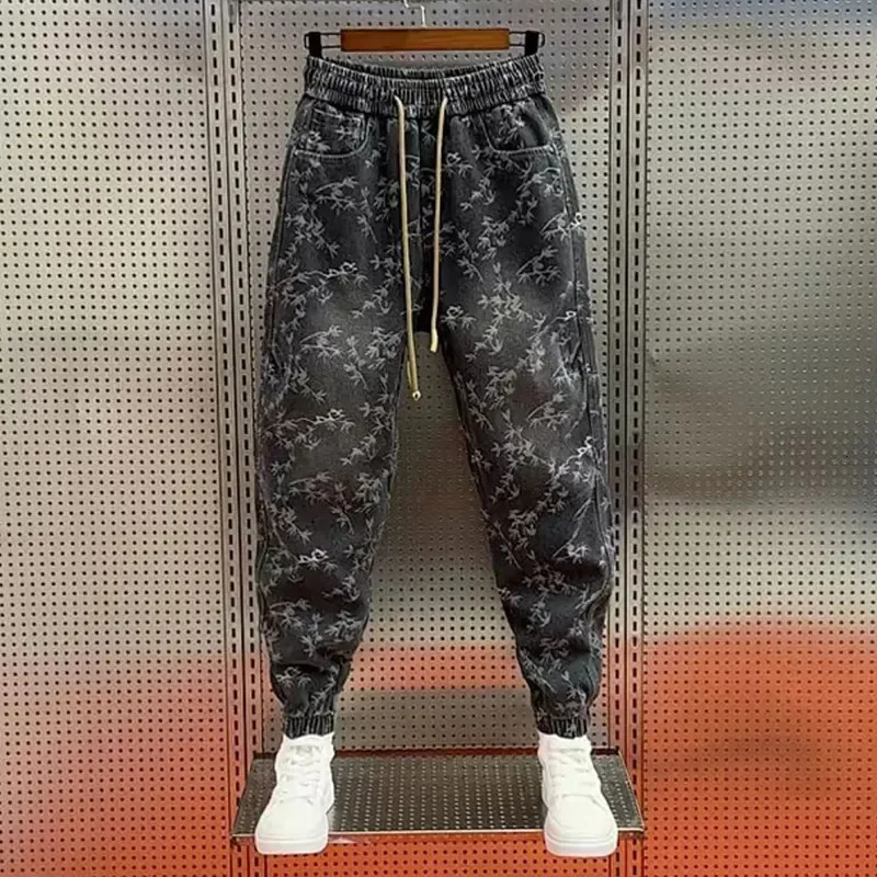 Jacquard American Classic Jeans Fashion Joints Harem Pants High Quality Men Clothing 250408