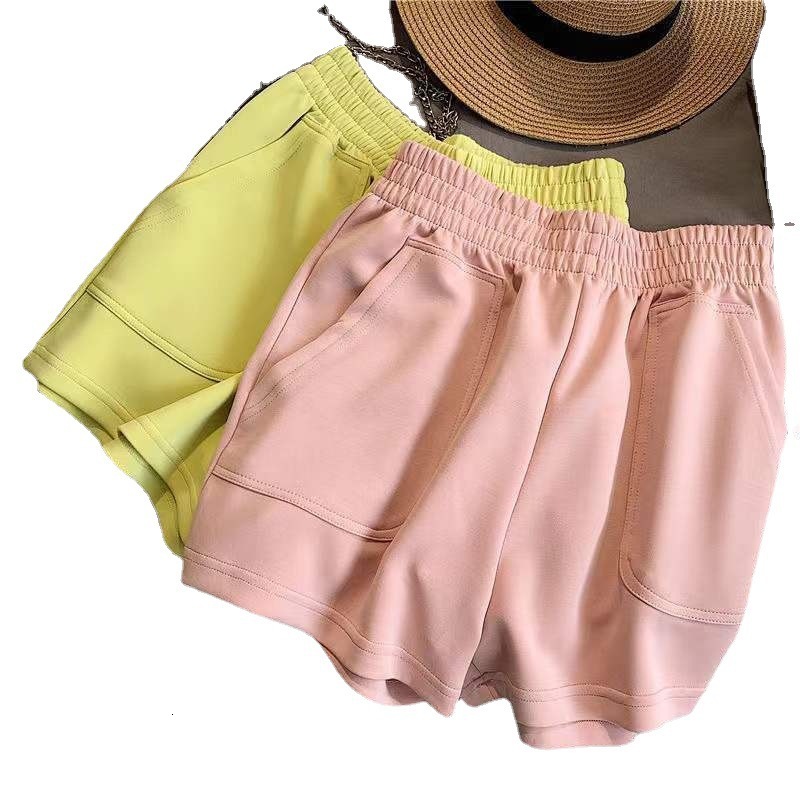2025 new designer shorts Summer thin outerwear Korean version sports or women high waisted loose fit slimming wide leg three part pants with cotton an