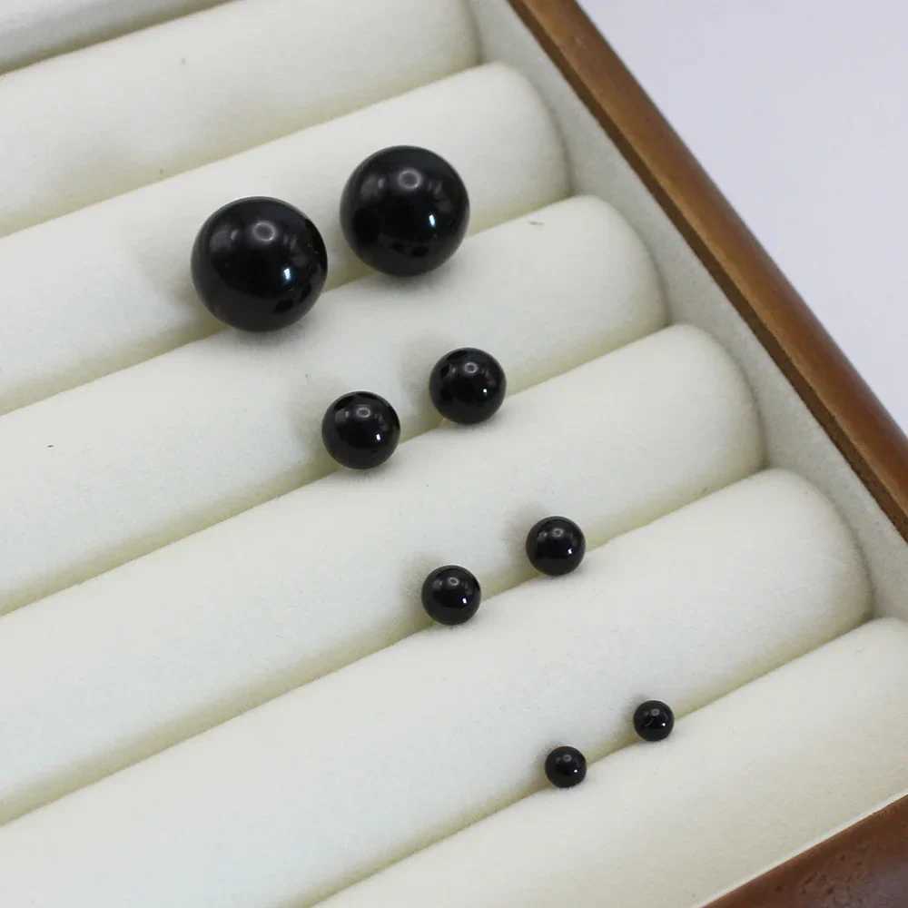 4mm 6mm 8mm 14mm Black Round Ball Imitation Pearl Stud Earring for Women Simple Temperament Ear Jewelry Christmas Day Girl Z250408