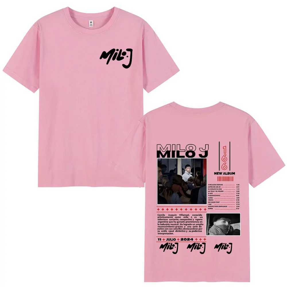 Rap singer Milo J 166 album Merch T-shirt mens fashion hip-hop T-shirt cotton casual ultra-fine short sleeved T-shirt street clothingXJ250409