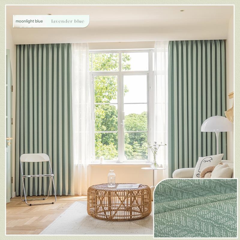 A949 Japanese style chenille fern leaf curtain living room bedroom bay window balcony blackout curtains thick jacquard fabric wholesale
